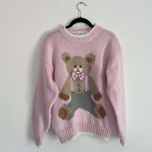 Vintage Kitschy Pink Teddy Bear Sweater